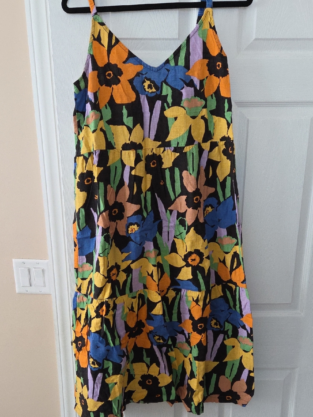 Roxy Floral Sundress in Black, Yellow, Orange, Blue, Purple